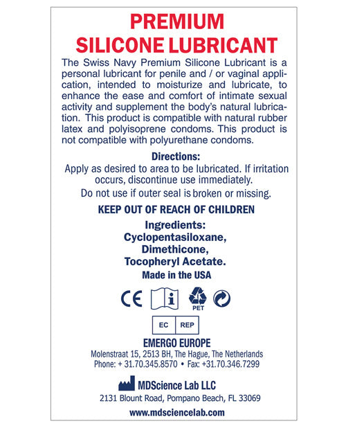 Swiss Navy Swiss Navy Lube Silicone - 2 oz - Image 2