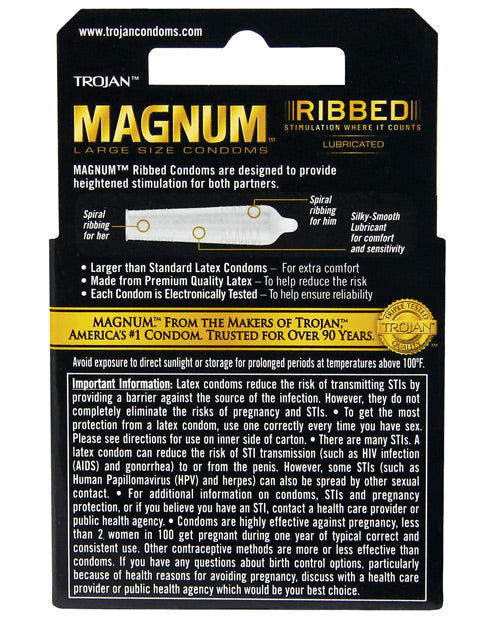 Trojan Trojan Magnum Ribbed Condoms - Box of 3 - Image 2