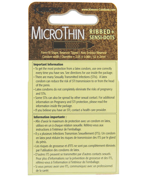 Kimono Kimono Textured Ribbed+Sensi Dots Condoms - Box of 3 - Image 2