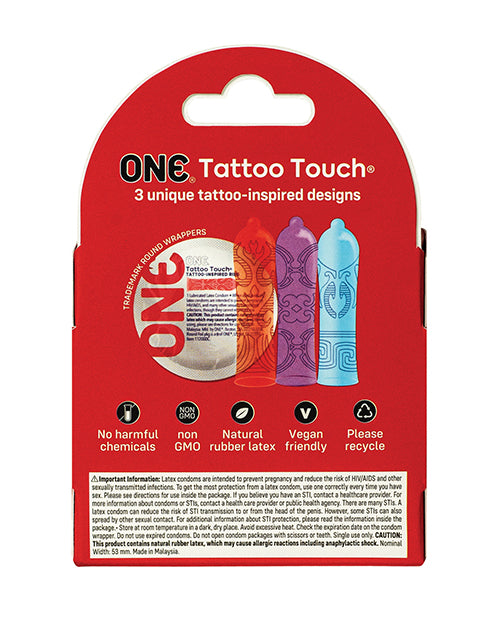 One One Tattoo Touch Condoms - Pack of 3 - Image 2