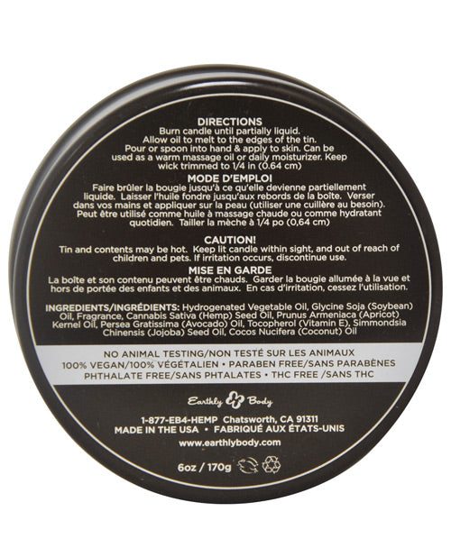 Earthly Body Earthly Body Suntouched Hemp Candle - 6 oz Round Tin Dreamsicle - Image 2