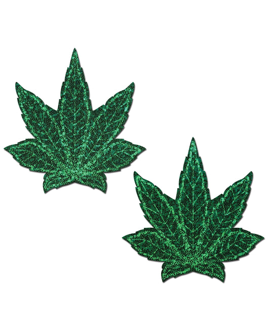 Pastease Pastease Glitter Marijuana Leafs - Green O/S - Image 2