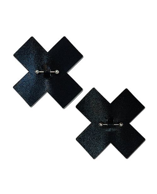Pastease Pastease Pierced Liquid Black Cross w/Barbell Piercing - Black O/S - Image 2