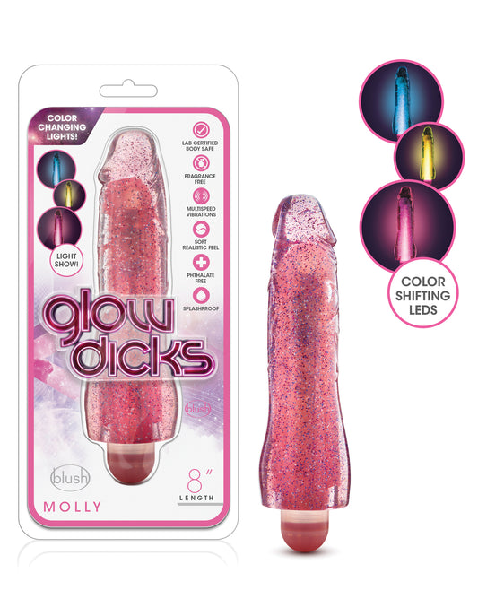 Glow Dicks Blush Glow Dicks Glitter Vibrator Molly - Pink - Image 2