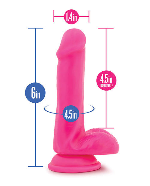 Neo Blush Neo 6" Dual Density Cock w/Balls - Neon Pink - Image 2