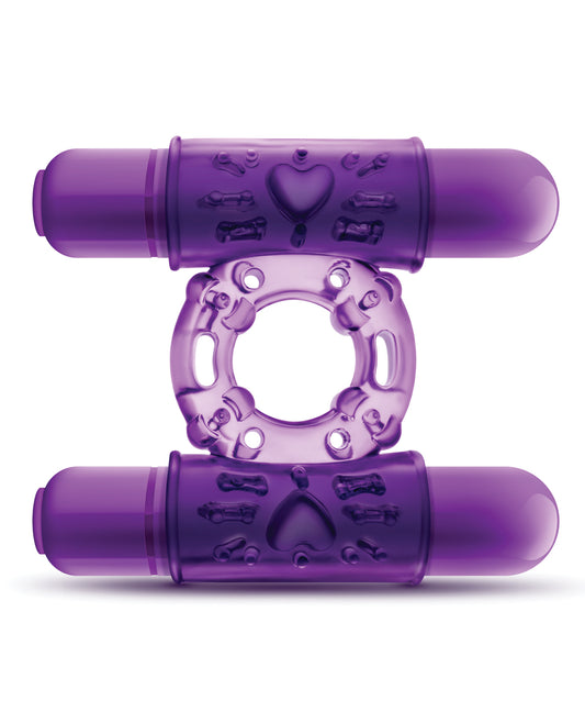 Play With Me Blush Play With Me Double Play Dual Vibrating Cockring - Purple - Image 2