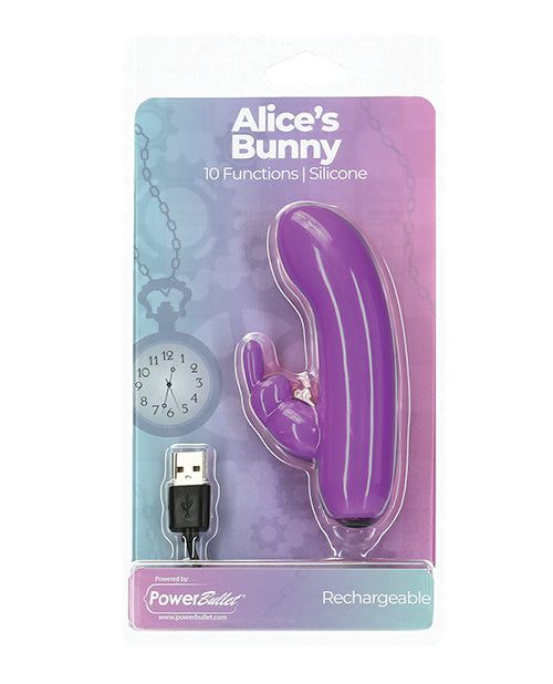 Power Bullet Alice's Bunny Rechargeable Bullet w/Rabbit Sleeve - 10 Functions Purple - Image 2