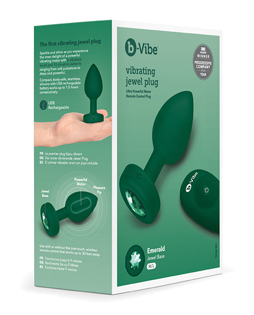 b-vibe b-Vibe Remote Control Vibrating Jewel Plug (M/L) - Emerald Green - Image 2