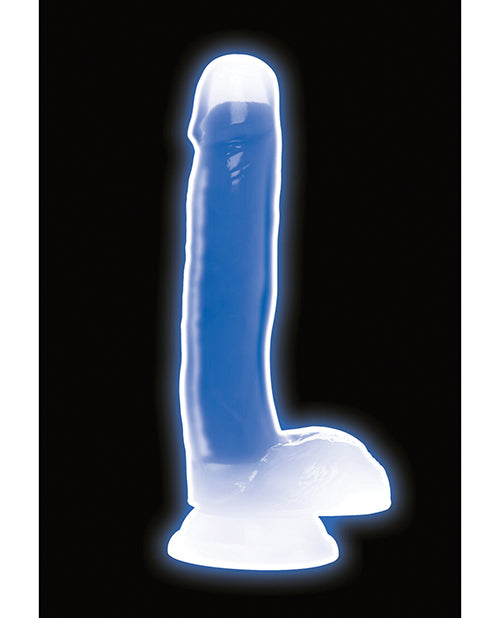 Lollicock Curve Toys Lollicock 7" Glow In The Dark Silicone Dildo w/Balls - Blue - Image 2