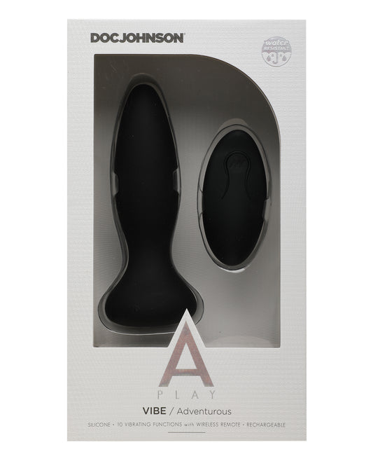 A-Play A Play Rechargeable Silicone Adventurous Anal Plug w/Remote - Black - Image 2