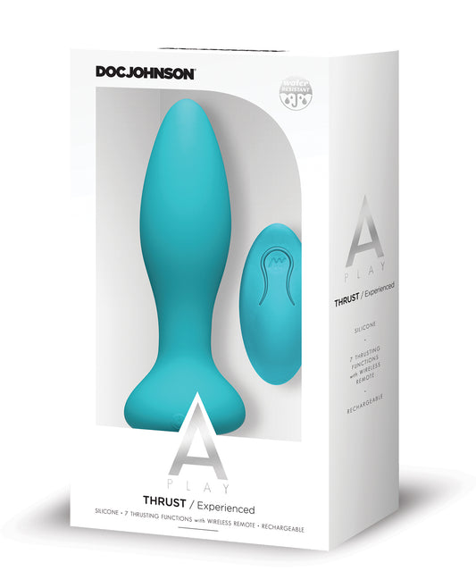 A-Play A Play Thrust Experienced Rechargeable Silicone Anal Plug w/Remote - Teal - Image 2