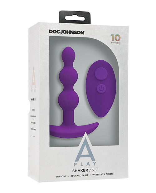 A-Play A Play Beaded Rechargeable Silicone Anal Plug w/Remote - Purple - Image 2