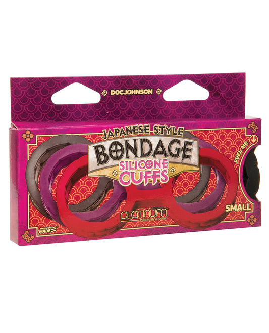 Doc Johnson Japanese Bondage Silicone Cuffs Small - Black - Image 2