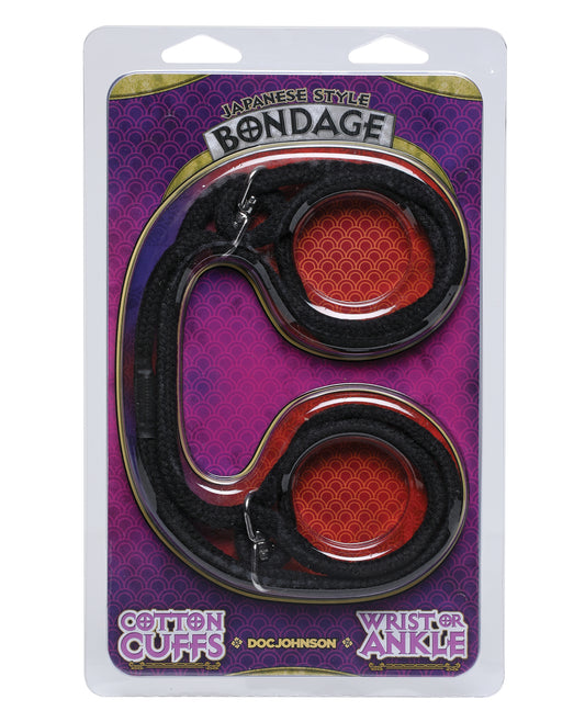 Doc Johnson Japanese Style Bondage Wrist or Ankle Cotton Rope - Black - Image 2