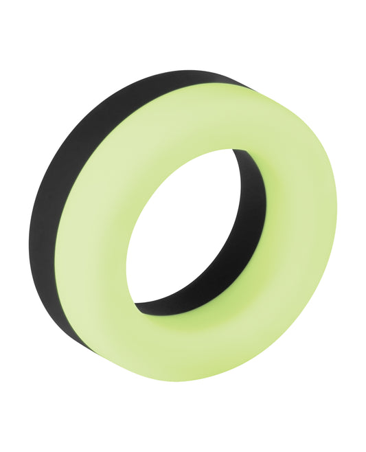 Forto Forto F-19 Two Tone Liquid Silicone Cock Ring - Black/Glow in the Dark - Image 2