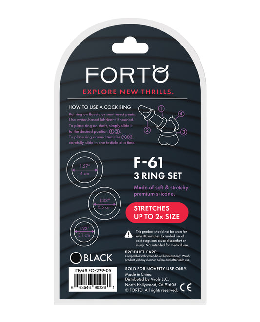 Forto Forto F-61 Liquid 3 Piece Cock Ring Set - Black - Image 2