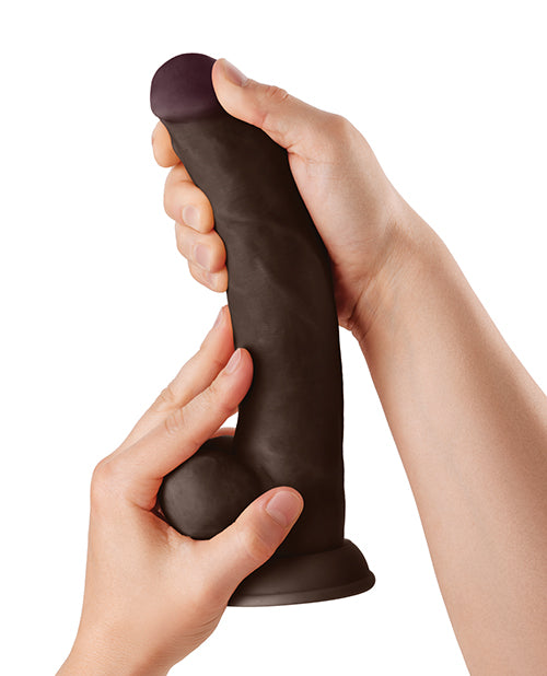 Shaft Shaft Model C Flexskin Liquid Silicone 9.5" Curved Dong w/Balls - Mahogany - Image 2
