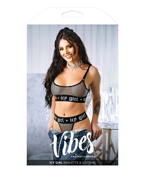 Vibes by Fantasy Lingerie Vibes Icy Girl Metallic Fishnet Bralette & G-String Black L/XL - Image 2