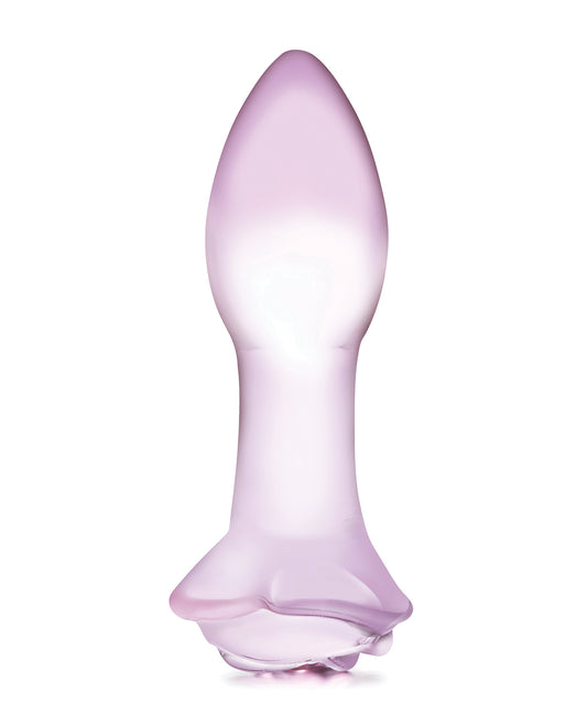 Glas Glas 5" Rosebud Glass Butt Plug - Pink - Image 2