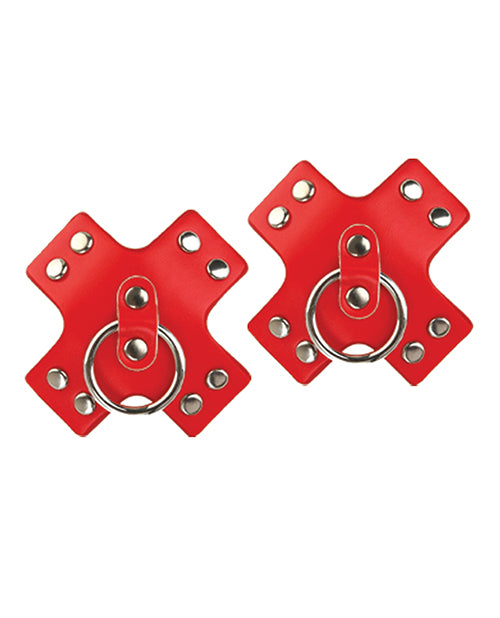 Nipplicious Nipplicious Seducer Leather Pasties w/Ring - Red - Image 2