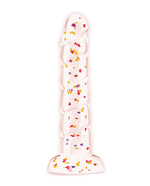 Macaroon Glittergasm 7.5" Swirls Dildo - Red/Gold/Orange - Image 2