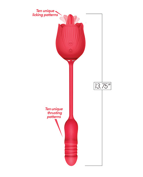 Wild Rose Wild Rose Licking & Thrusting Vibrator - Red - Image 2
