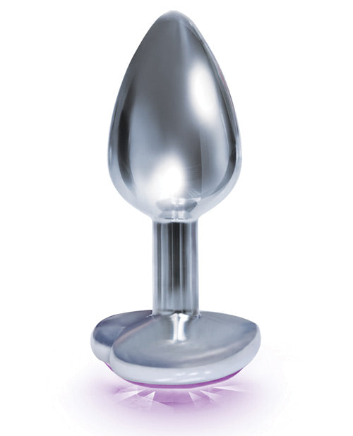The 9s The 9's The Silver Starter Bejeweled Heart Stainless Steel Plug - Violet - Image 2