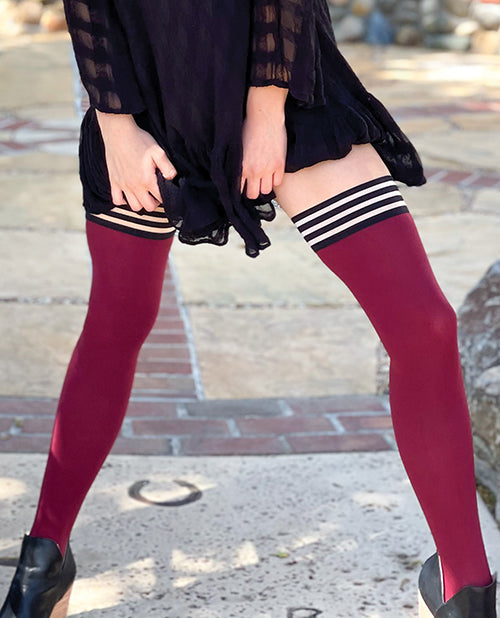 Kixies Kixies Heather Opaque Thigh High Cranberry A - Image 2