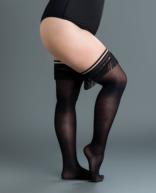 Kixies Kix'ies Keila Semi Opaque Fringe Thigh High Black C - Image 2