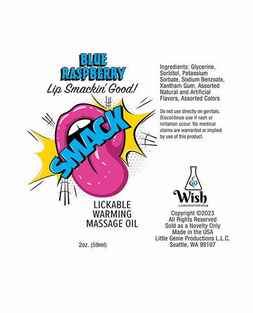 Smack Smack Warming Massage Oil - 2 oz Blue Raspberry - Image 2