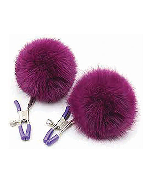 Sexy AF Sexy AF Nipple Clamps - Purple Puff Ball - Image 2
