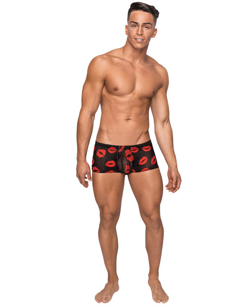 Male Power Kiss Me Stretch Mesh Mini Short Blk/Rd MD - Image 2