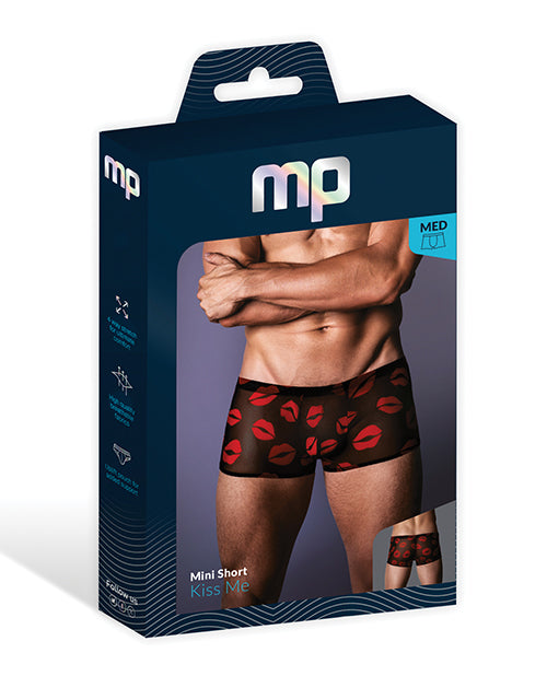 Male Power Kiss Me Stretch Mesh Mini Short Blk/Rd SM - Image 2