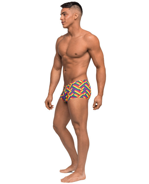 Male Power Pride Fest Contoured Pouch Mini Short Rainbow SM - Image 2