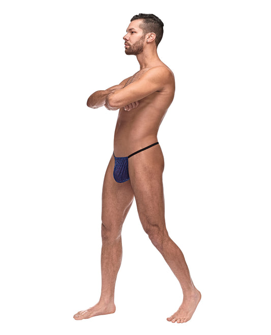 Male Power Diamond Mesh Posing Strap Blue O/S - Image 2