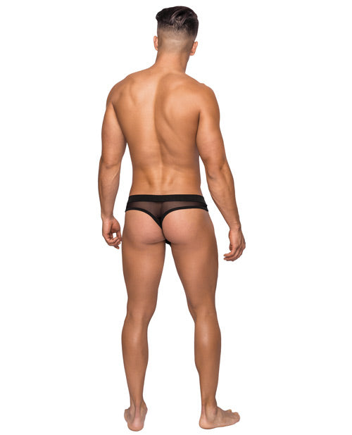 Male Power Hoser Stretch Mesh Thong Black S/M - Image 2