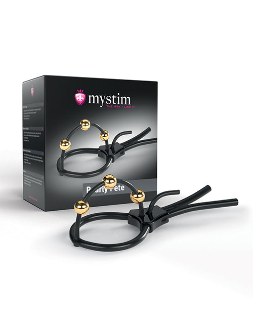 Mystim Mystim Pearly Pete Corona Strap w/Gold Balls - Black - Image 2