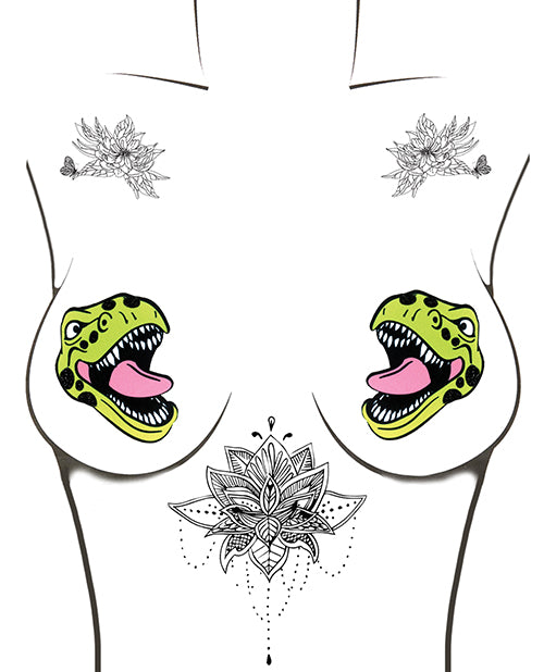 Neva Nude Neva Nude Black Light Dinosaur Pasties - Green O/S - Image 2