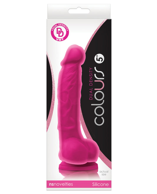 Colours Colours Dual Density 5" Dong w/Balls & Suction Cup - Pink - Image 2