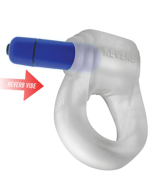 Hunky Junk Hunky Junk Revring Cock Ring w/Vibe - Clear w/Blue Vibe - Image 2