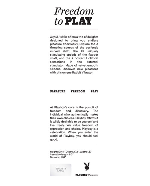 Playboy Pleasure Rapid Rabbit Vibrator - 2 AM - Image 2