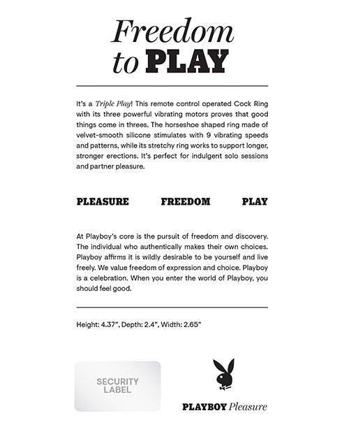 Playboy Playboy Pleasure Triple Play Cock Ring - 2 AM - Image 2