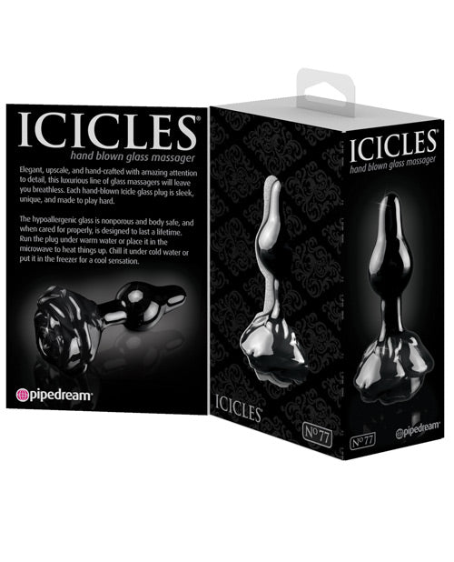 Icicles Icicles No. 77 Hand Blown Glass Rose Butt Plug - Black - Image 2
