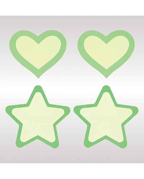 Peekaboos Peekaboos Glow in the Dark Hearts & Stars - Green 2 Pairs - Image 2