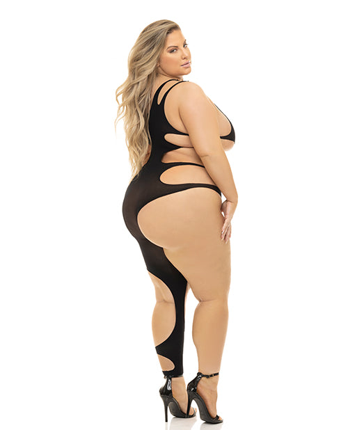 Pink Lipstick Pink Lipstick Show You How Cut Out Bodystocking Black QN - Image 2