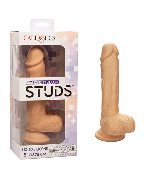 Dual Density Silicone Studs Dual Density Silicone 5" Dildo - Ivory - Image 2