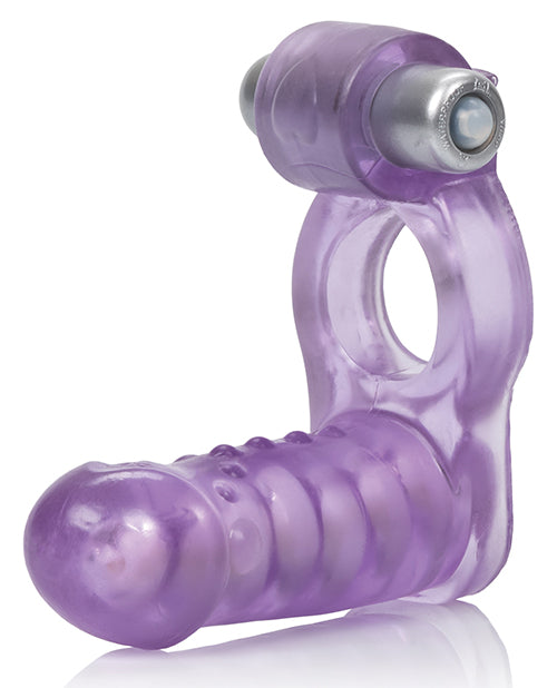 Couple's Enhancers Double Diver Vibrating Enhancer w/Flexible Penetrator - Purple - Image 2