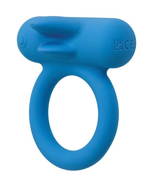 Couple's Enhancers Couple's Enhancer Silicone Rechargeable Double Trouble Enhancer w/Flickering Dual Teasers - Blue