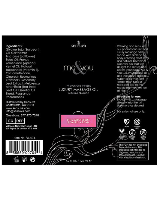 Sensuva Sensuva Me & You Massage Oil - 4.2 oz Sensual Bliss - Image 2