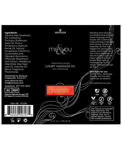 Sensuva Sensuva Me & You Massage Oil - 4.2 oz Island Passion - Image 2